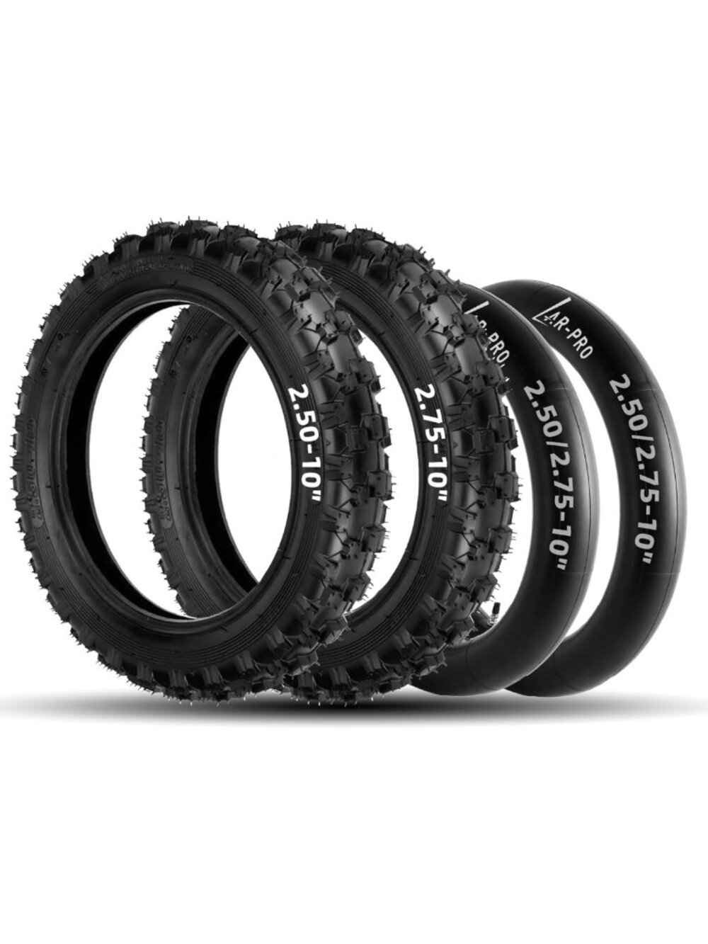 2-Pack Off-Road Dirt Bike Tires & Inner Tubes 2.50-10 & 2.75-10 for Upgrades